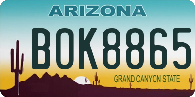 AZ license plate BOK8865