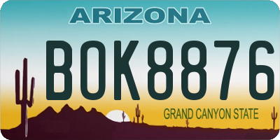 AZ license plate BOK8876