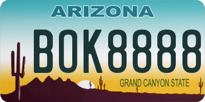 AZ license plate BOK8888
