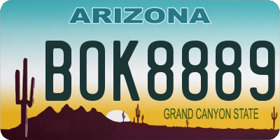 AZ license plate BOK8889