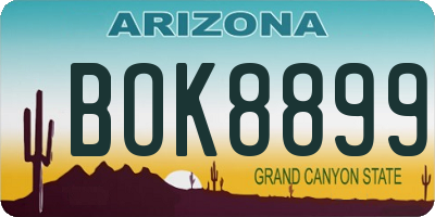 AZ license plate BOK8899