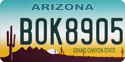 AZ license plate BOK8905