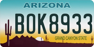 AZ license plate BOK8933