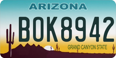 AZ license plate BOK8942