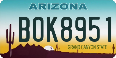 AZ license plate BOK8951