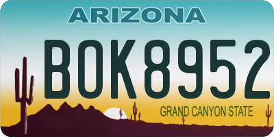 AZ license plate BOK8952