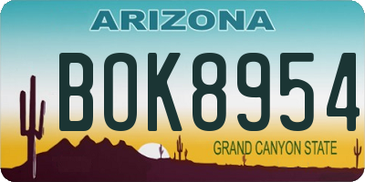 AZ license plate BOK8954