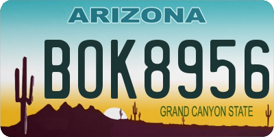 AZ license plate BOK8956