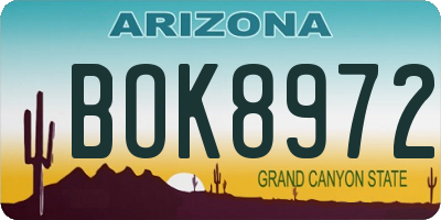 AZ license plate BOK8972