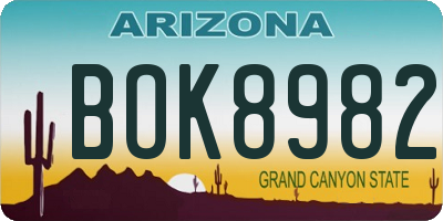 AZ license plate BOK8982