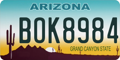 AZ license plate BOK8984