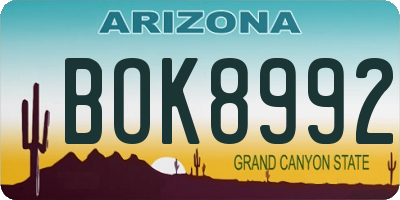 AZ license plate BOK8992