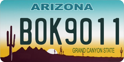 AZ license plate BOK9011