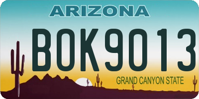 AZ license plate BOK9013