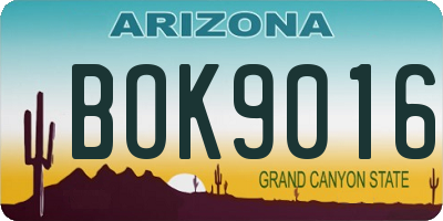 AZ license plate BOK9016