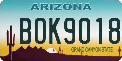 AZ license plate BOK9018