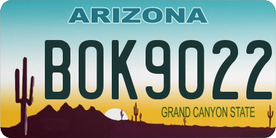 AZ license plate BOK9022