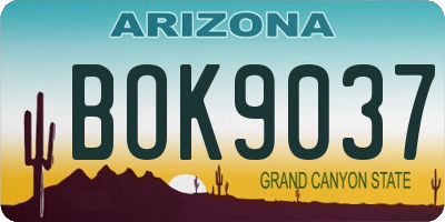 AZ license plate BOK9037