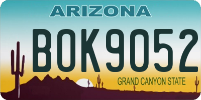 AZ license plate BOK9052