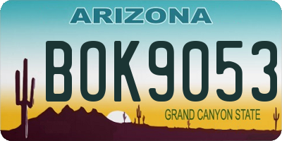 AZ license plate BOK9053