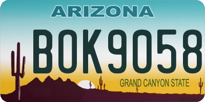 AZ license plate BOK9058