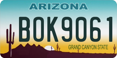 AZ license plate BOK9061