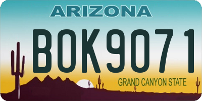 AZ license plate BOK9071