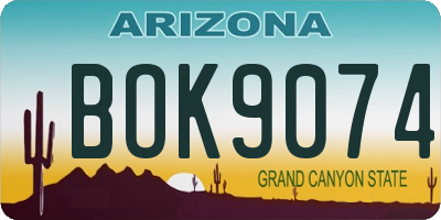 AZ license plate BOK9074