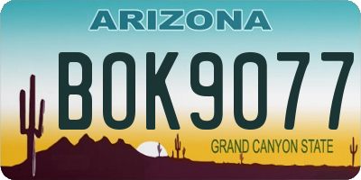 AZ license plate BOK9077