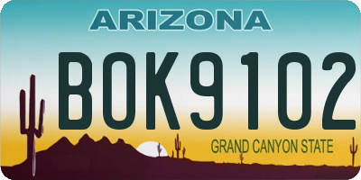 AZ license plate BOK9102