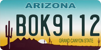 AZ license plate BOK9112