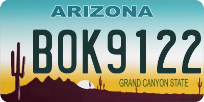 AZ license plate BOK9122