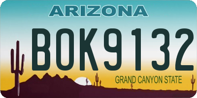 AZ license plate BOK9132