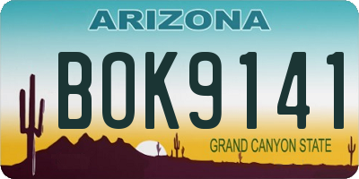 AZ license plate BOK9141