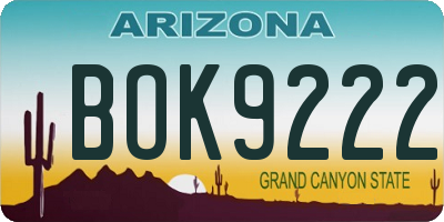 AZ license plate BOK9222
