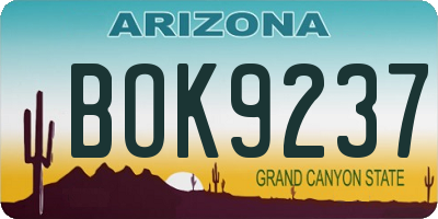 AZ license plate BOK9237