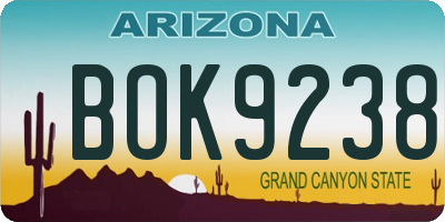 AZ license plate BOK9238