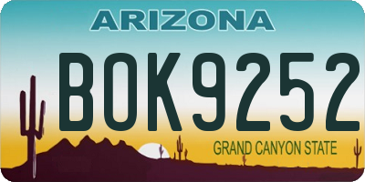 AZ license plate BOK9252