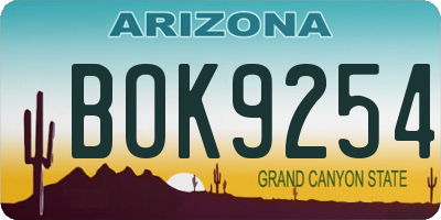 AZ license plate BOK9254