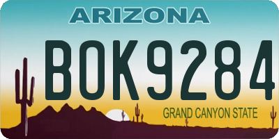 AZ license plate BOK9284