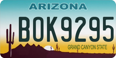 AZ license plate BOK9295