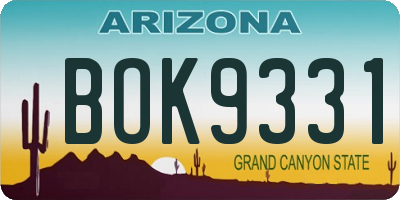 AZ license plate BOK9331