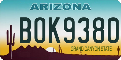 AZ license plate BOK9380