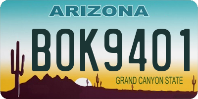 AZ license plate BOK9401