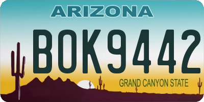 AZ license plate BOK9442