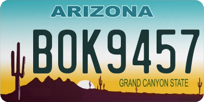 AZ license plate BOK9457