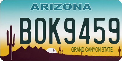 AZ license plate BOK9459