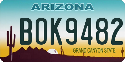 AZ license plate BOK9482