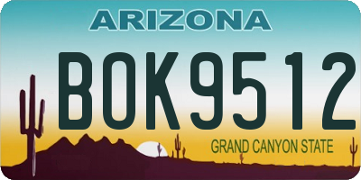 AZ license plate BOK9512