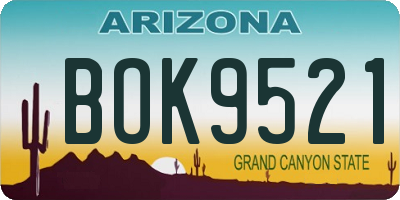 AZ license plate BOK9521